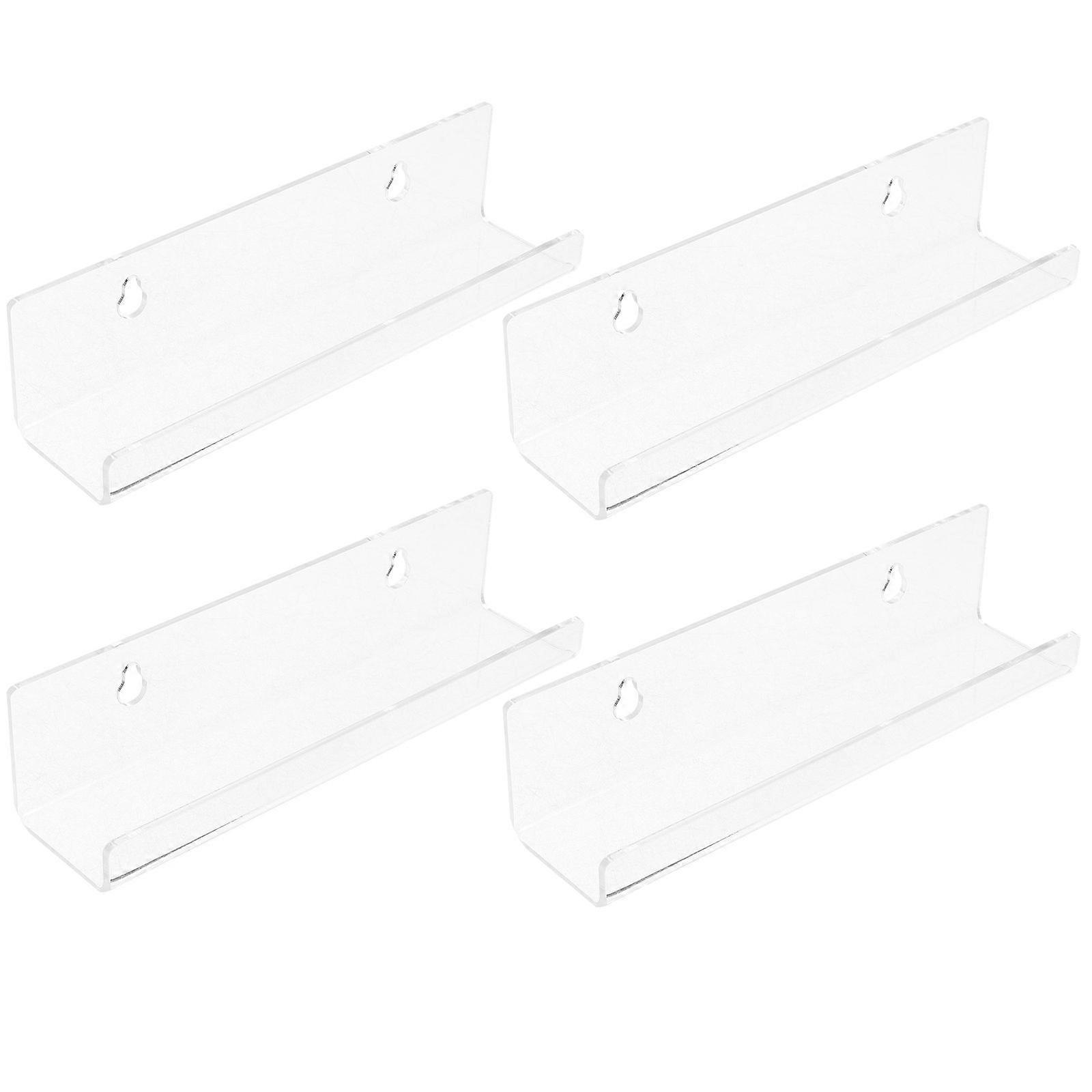 4pcs Transparent Wall-mounted Acrylic Record Storage Rack Acrylic Display Holder