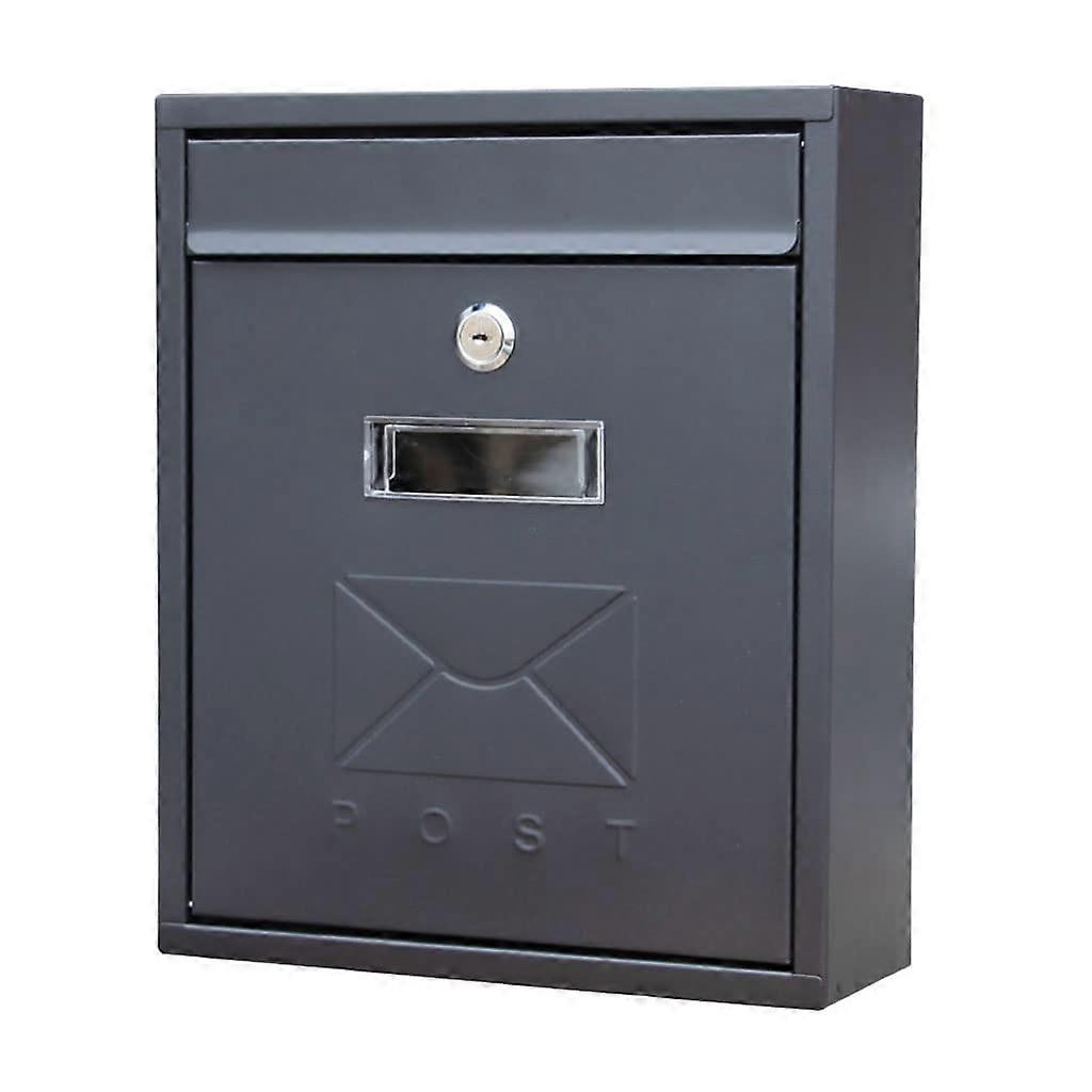 Black Galvanized Steel Wall Mount Locking Mailbox with Keys, Large Capacity, Weather Resistant