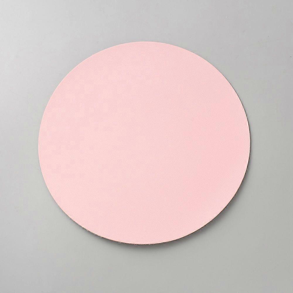 Waterproof Leather Mouse Pad Flat Round Pink 221x1.5mm