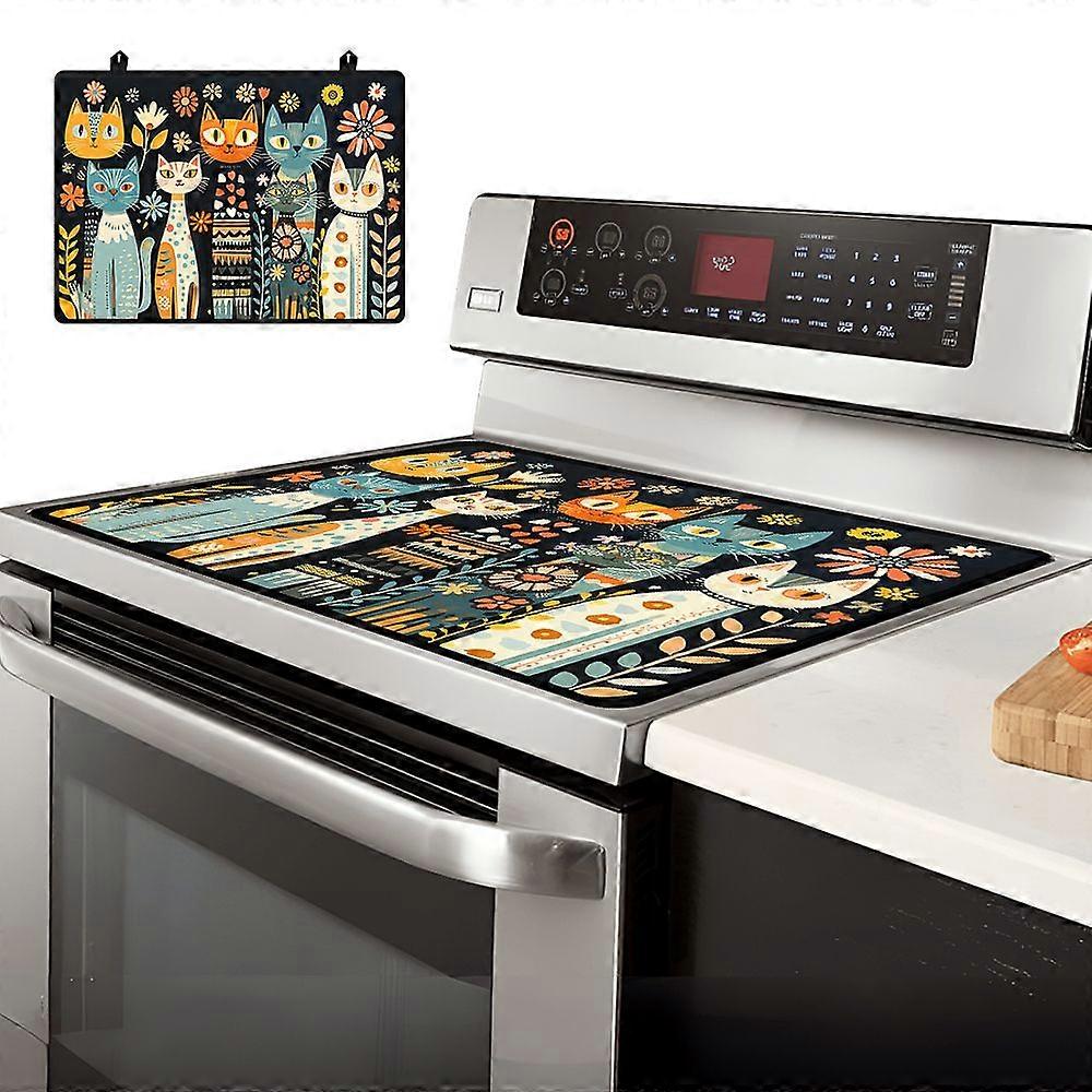 1pc Cloth Induction Cooktop Protector Mats Baking Mats Rectangle with 4pcs Plastic Hook Hanger Cat Shape 520x720mm