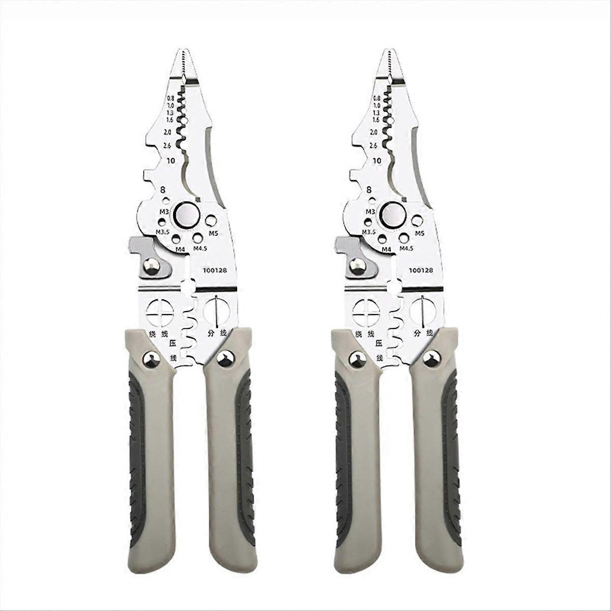 Multifunctional Wire Stripper Crimper Cable Cutter Pliers, 2Pcs