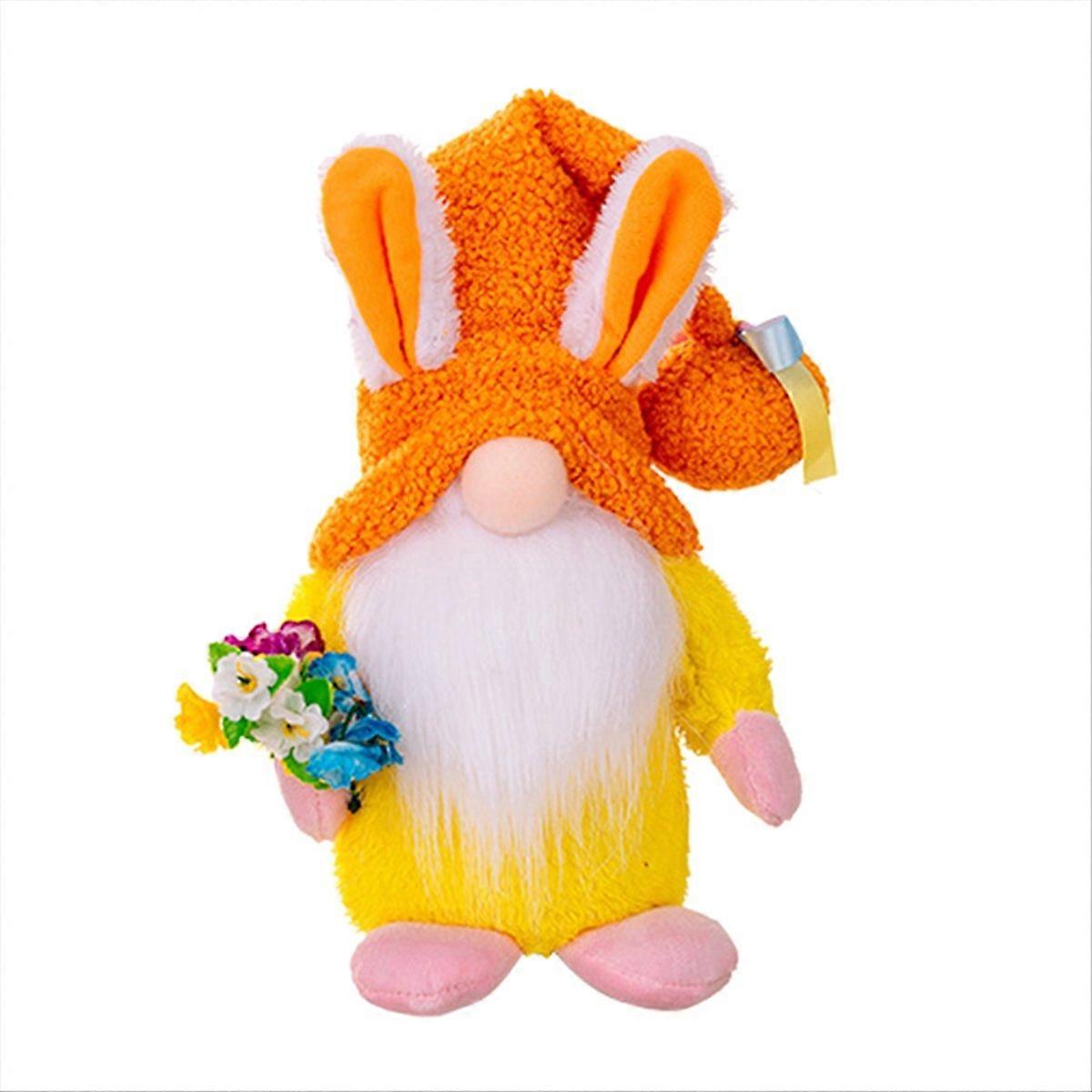 Cute Easter Gnome Gift, LED Light Up Gnome Lamp with Hat,orange
