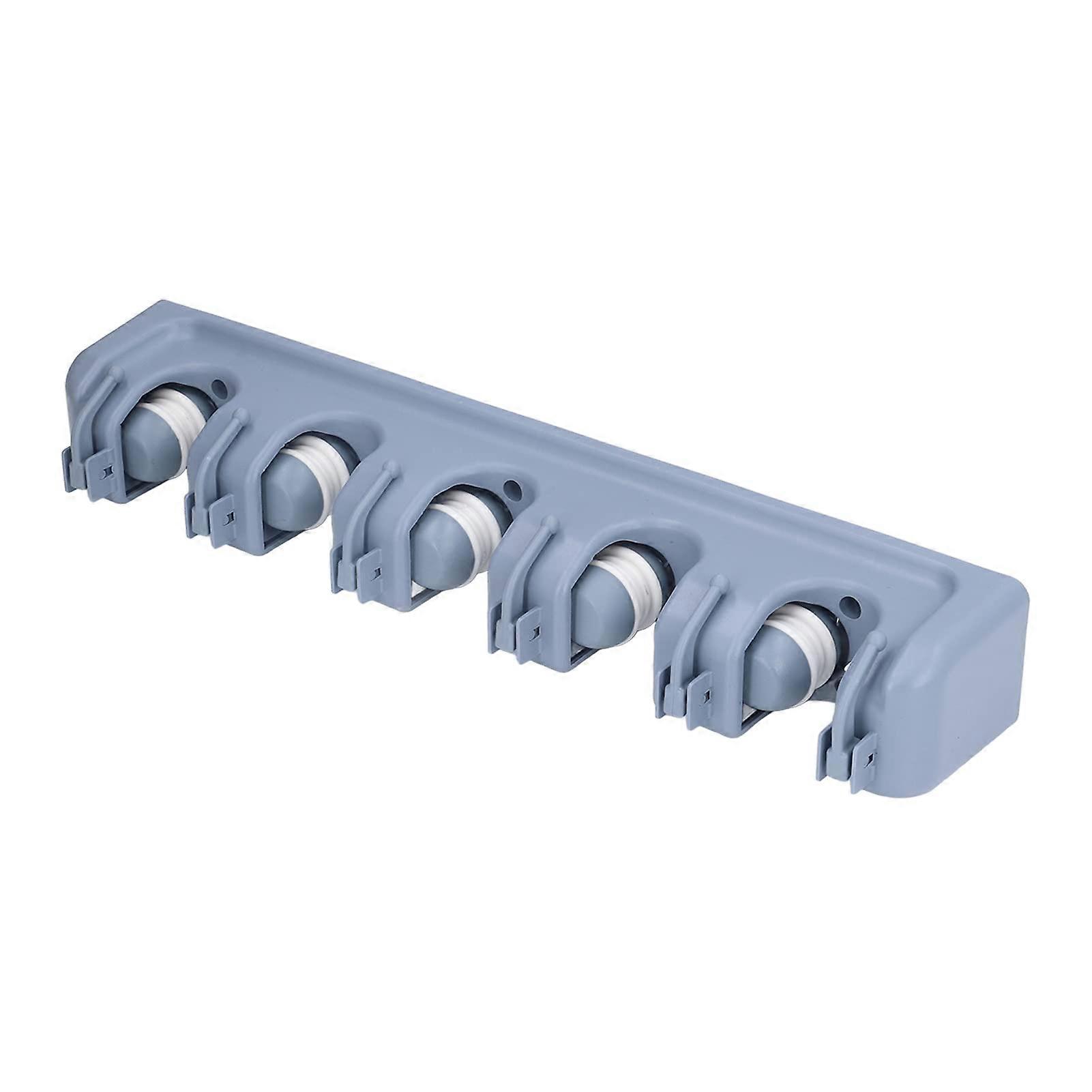 Wall Mounted Broom and Mop Holder, Space Saving Plastic Organizer Rack for Bathroom