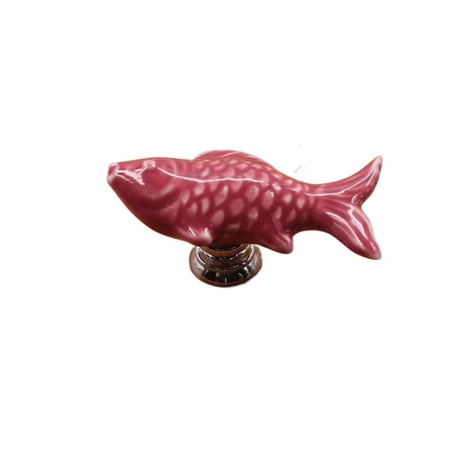 Ceramic Drawer Knobs Fish Shape Decorative Cabinet Handles for Kids Wardrobe Blue and Violet