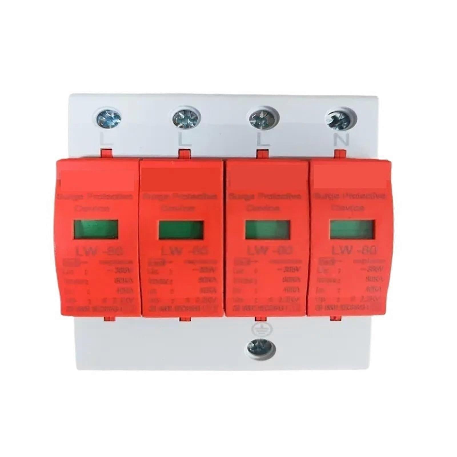 4 Pole DIN Rail Surge Protective Device 80kA, Three Phase AC 385V, FullSystem Surge Protection
