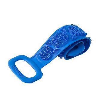 Silicone Bath Brush Back Scrubber for Shower Exfoliation with Long Flexible Body  Blue