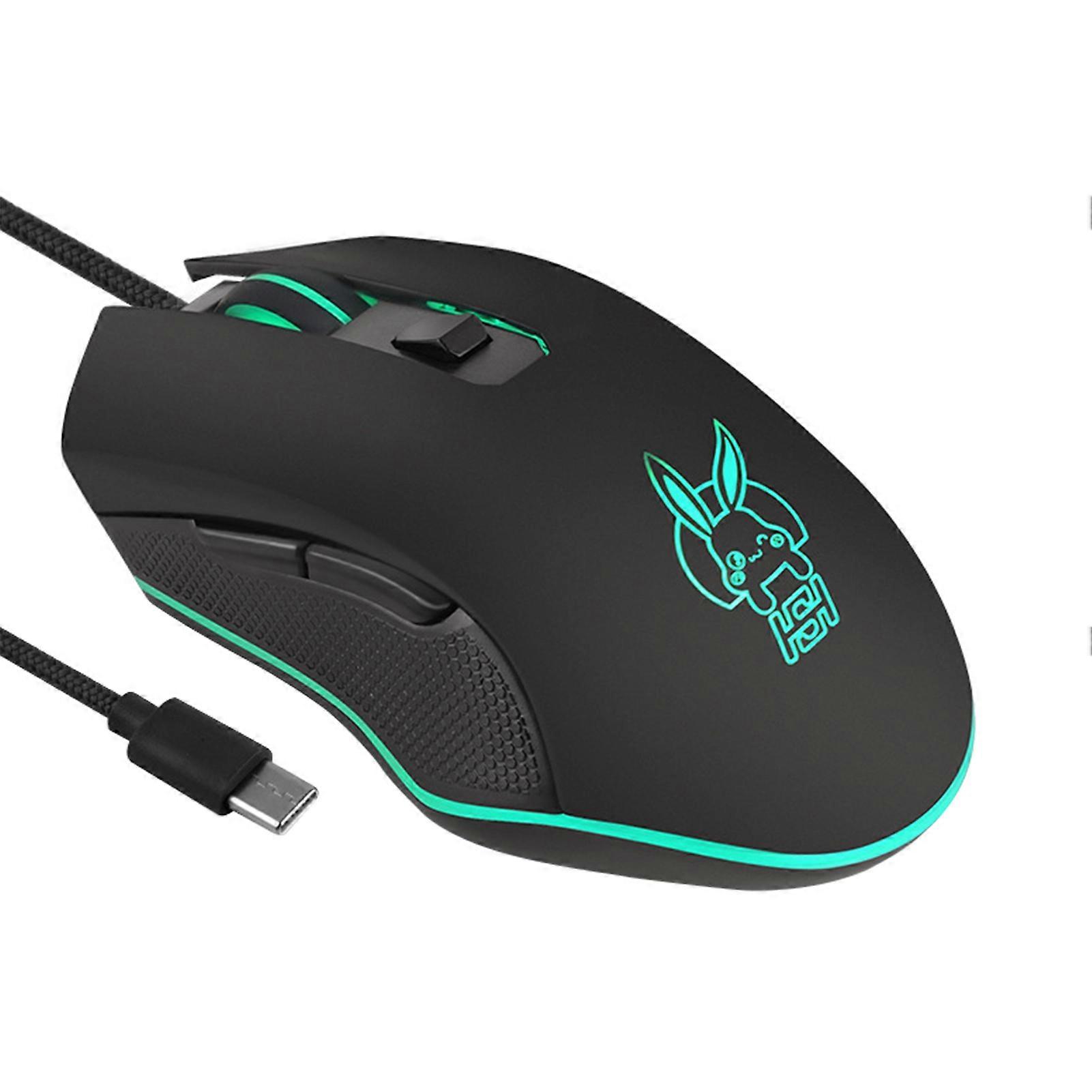 Wired Mouse Sensitive Plug Play Ergonomic Type-C 3200DPI Desk Mouse for MacBook Pro