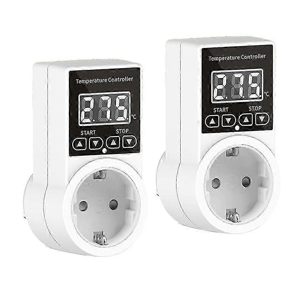 2pack Thermostat Socket with Sensor, Digital Temperature Controller Socket, Waterproof Temperature Switch EU Plug