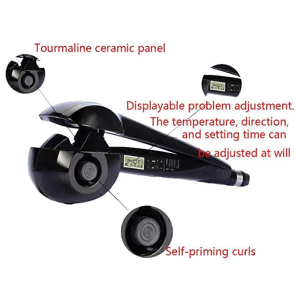 Automatic Curling Iron with LCD Display, Ceramic Rotating Wand, Adjustable Time and Temperature