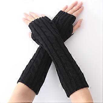 Winterhandschuhe für Damen und Herren – Wolle, Halbfingerhandschuhe, Fingerlos, Warm, Arbeitshandschuhe, Schwarz – Geeignet für kaltes Wetter