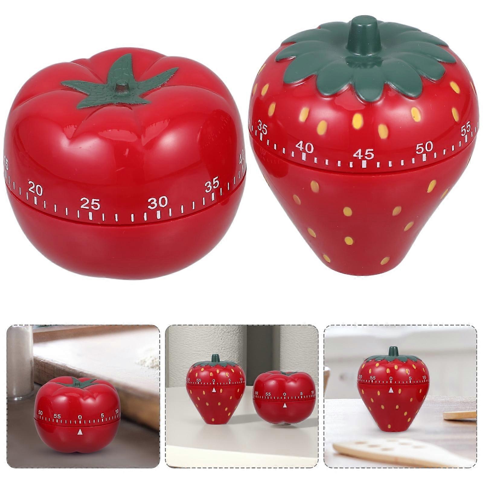 Retro Red Fruit Shaped Timers for Efficient Time Management 2Pcs