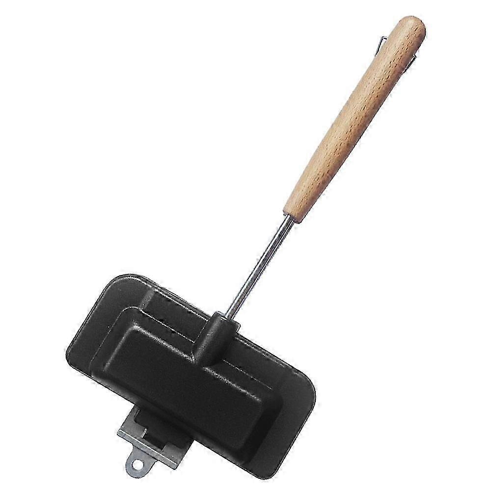 Black Kitchen Sandwich Maker for Baking Bread Frying Pan Camping Use