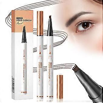 Waterproof Microblading Eyebrow Pen with Microfork Precision Tip, 3D Long Lasting Natural Gray Brow Pencil