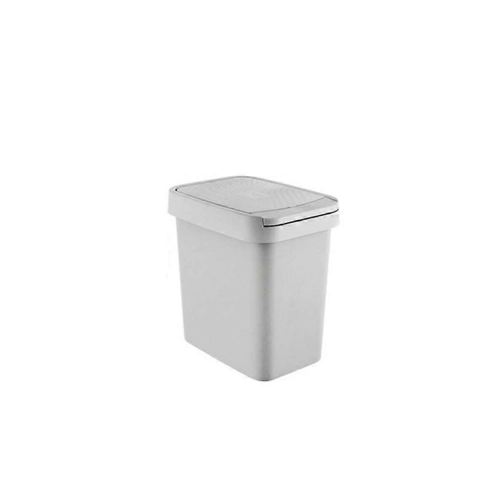 Small Rectangular Trash Can with Push Lid for Bathroom and Kitchen, Compact OdorReducing Design