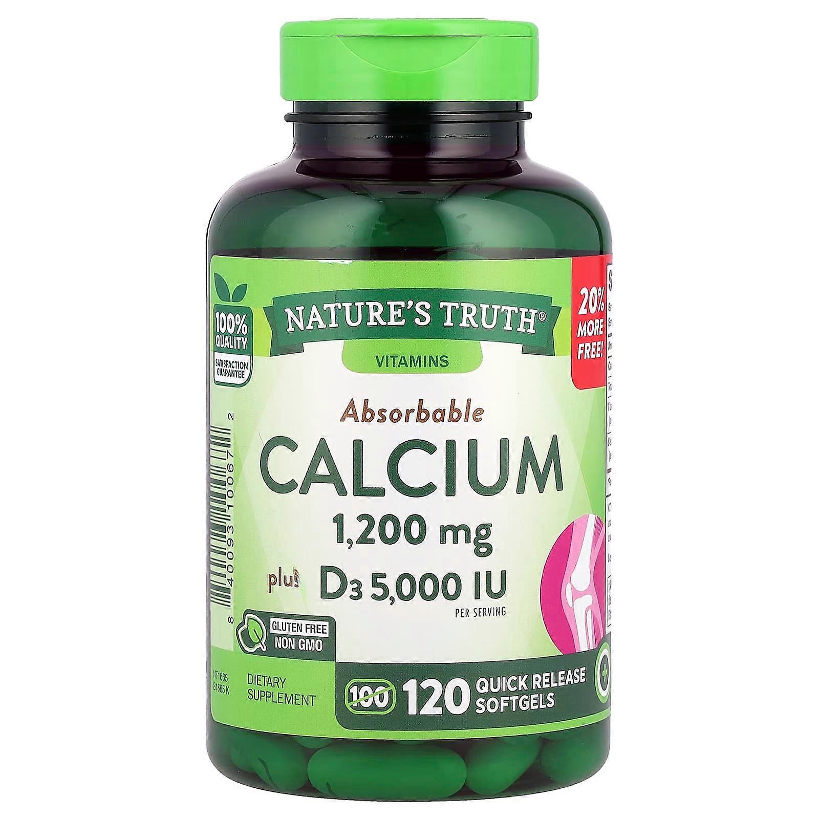 Nature's Truth, Absorbable Calcium, Plus D3, 120 Quick Release Softgels