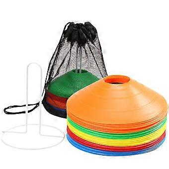 Cônes d'entraînement de football en plastique, lot de 2 avec support
