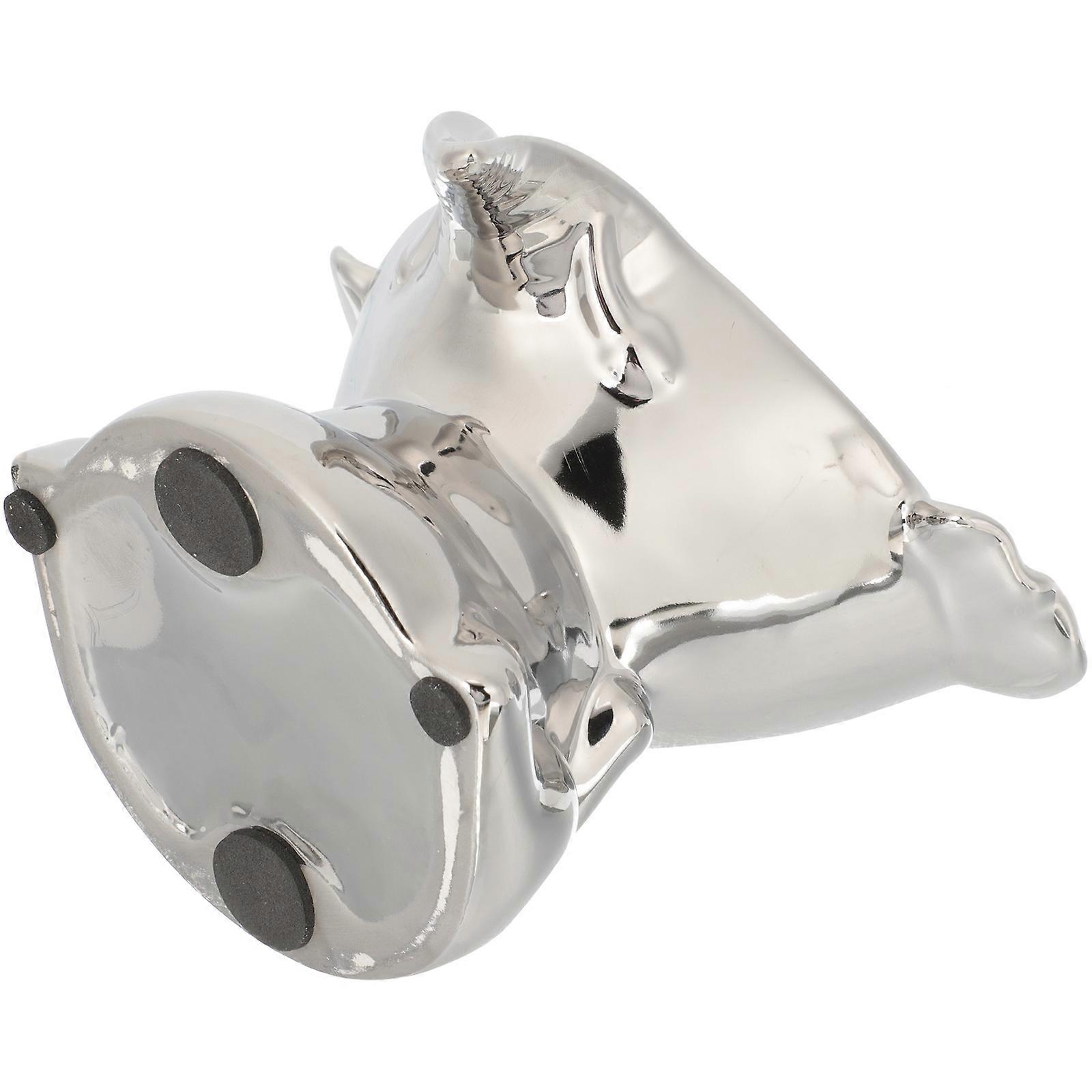 Bathroom Soap Holder Ceramic Elephant Dish for Draining 2Pcs Silver Set