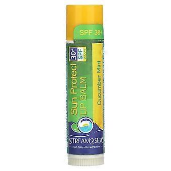 Stream2Sea, lippenbalsem met zonbescherming, SPF 30+, komkommer-munt, 4 g, verpakking van 4 stuks