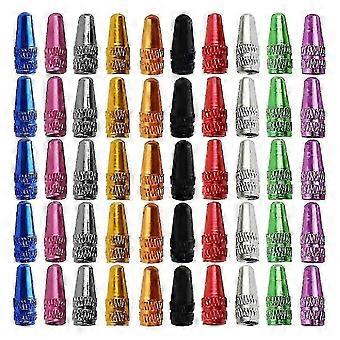 Aluminum Alloy Bicycle Presta Valve Caps, French Style Tire Dust Covers, 50 Pack for Bike Tires, Prevent Leakage and Dirt