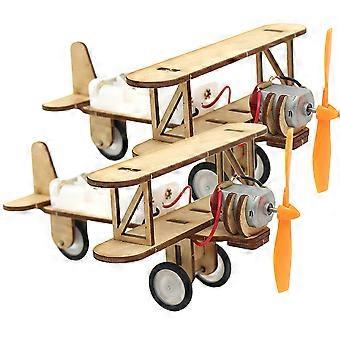 2pcs Wooden Assembly Plane Kids DIY Toy Simulated Assembly Model Toy DIY Wooden Plaything