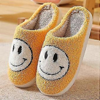 Slippers Smiley Face Slippers Women Smile Slippers Happy Face Slippers Retro Smiley Face Soft Plush Comfy Warm Slip-on Slippers