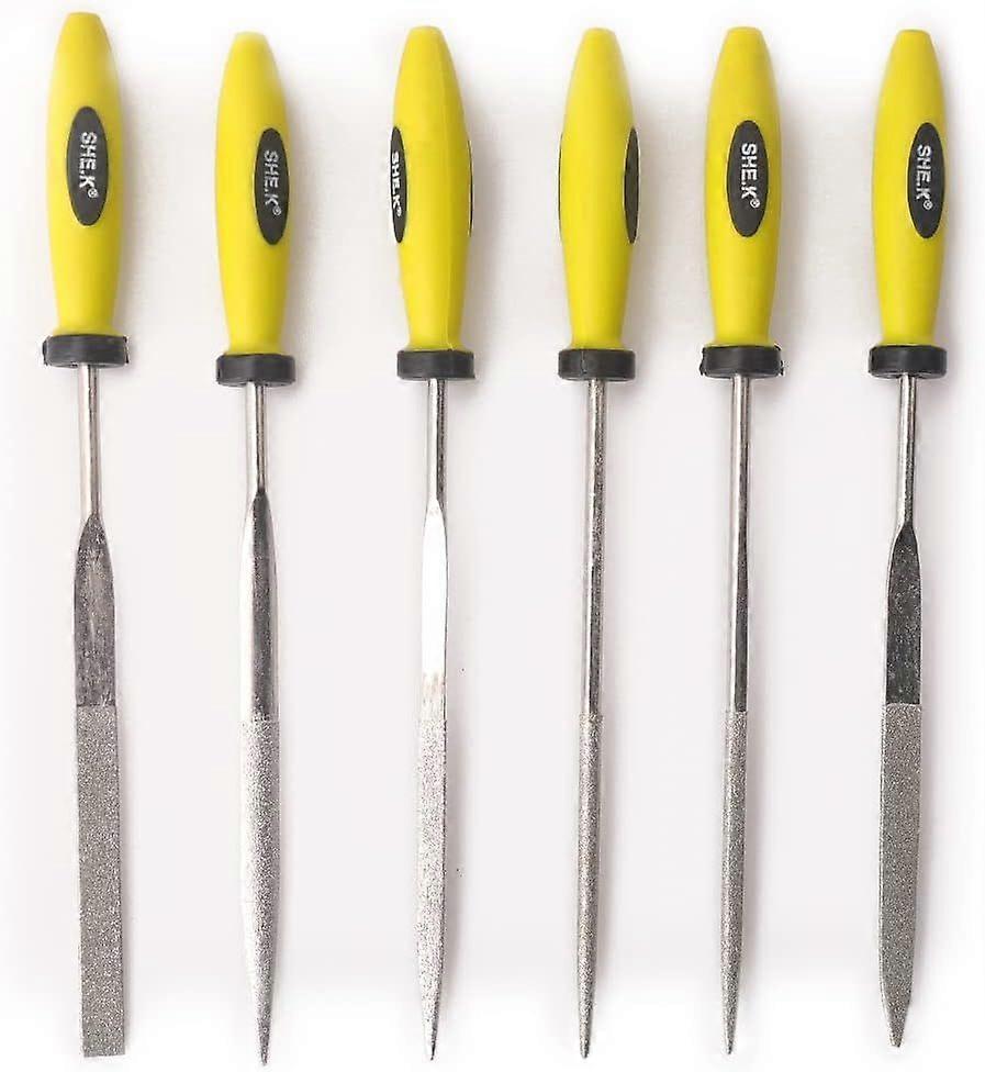 Diamond Needle File Set (6 Piece Set) Includes Flat, Flat Warding, Square, Triangular, Round