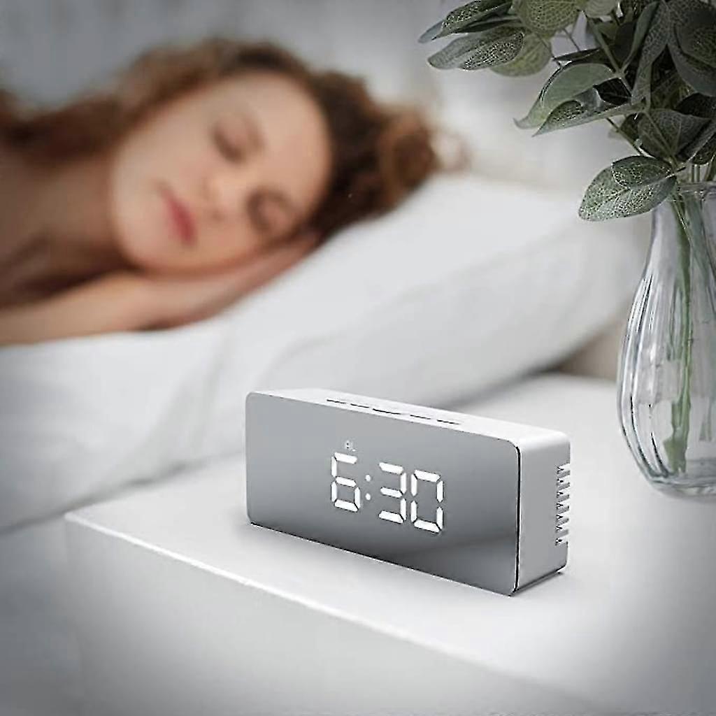 Led Mirror Digital Table Clock Display Date Temperature