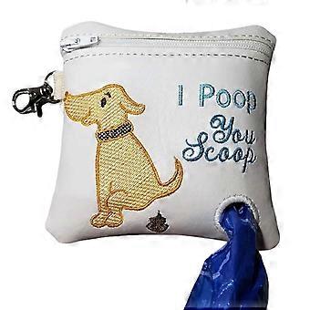 Faux Leather Dog Poop Bag Dispenser Portable Reusable Dog Waste Bag Holder with Clip Zipper Pet Waste Pouch Dispenser for Walking Outdoor Travelling