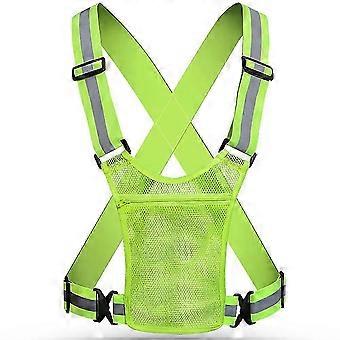 Reflective Vest High Visibility Safety Gear For Night Walking And Jogging Cycling Adjustable With Pocket 26-27