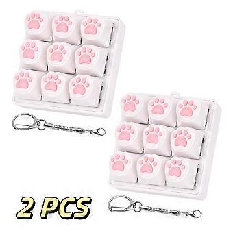 2 Pcs Cat Paw Fidget Keychain Set, Clicky Keycap Clicker with Storage Box, Loud Version for Adult Stress Relief, ASMR, Autism, ADHD