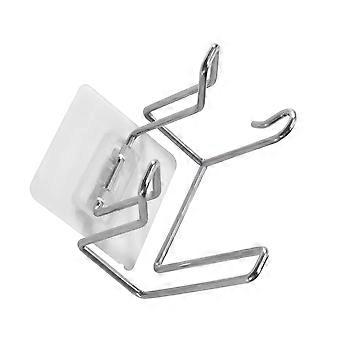 Hair Dryer Storage Rack Punch Free Wall Holder Silver 1Pcs