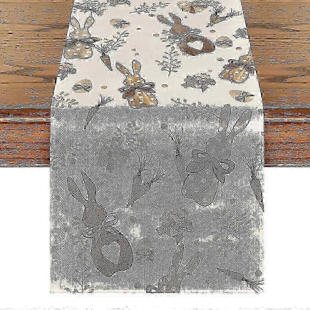 w 13x72 Inch Easter Table Runner - Bunny & Eucalyptus Design for Spring Dining & Parties
