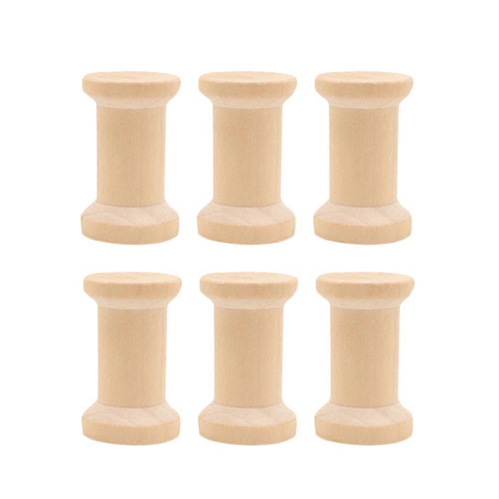 10pcs Wood Spools Weaving Bobbins Empty Thread Spools Craft Spools (Original Color)