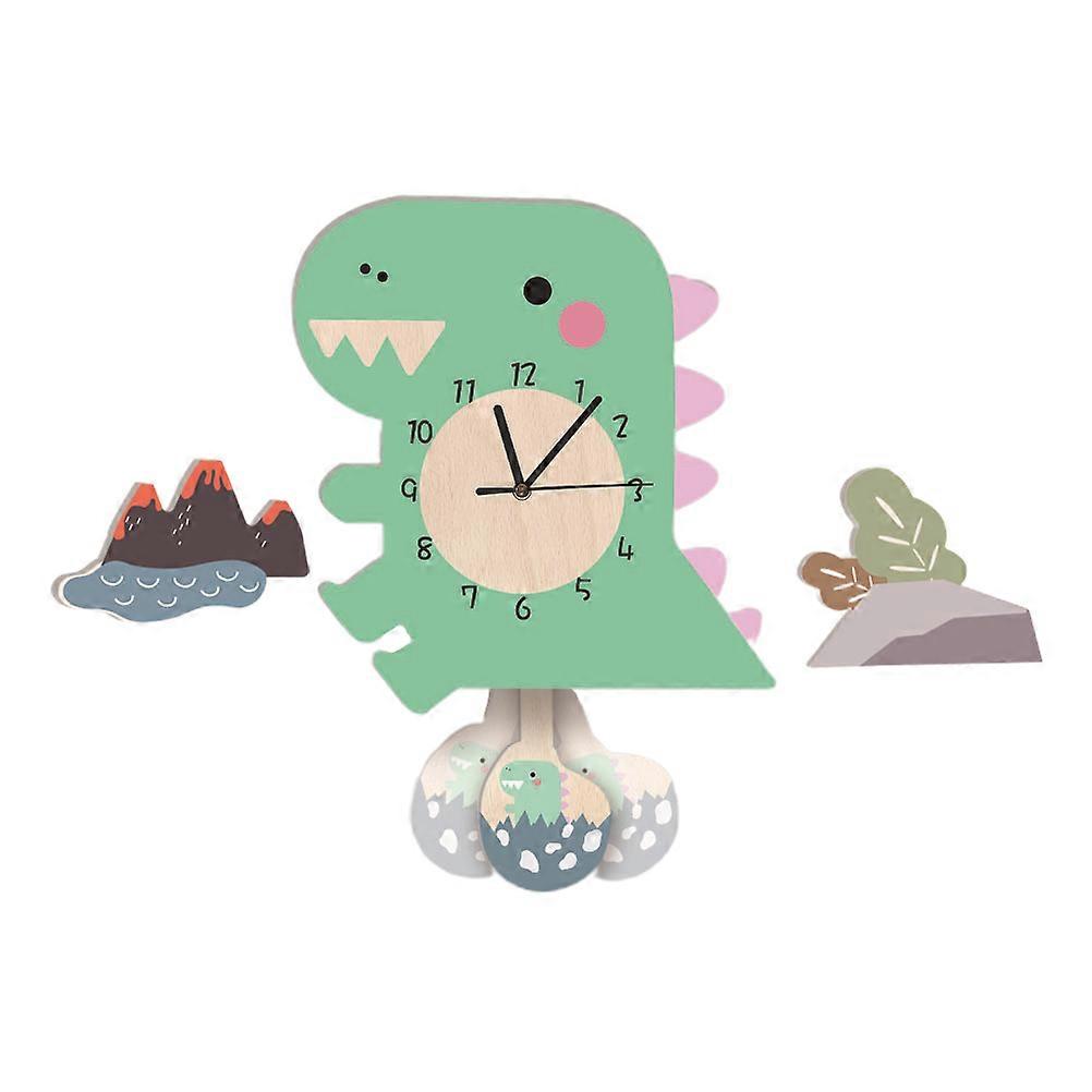 1pc Dinosaur Pattern Pendulum Clock Kindergarten Decorative Wall Clock PVC Wall Clock As Shown