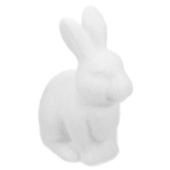 Flocked Bunny Easter Holiday Spring Decor Rabbit Figurine Artificial Animal Decor for Indoor Table