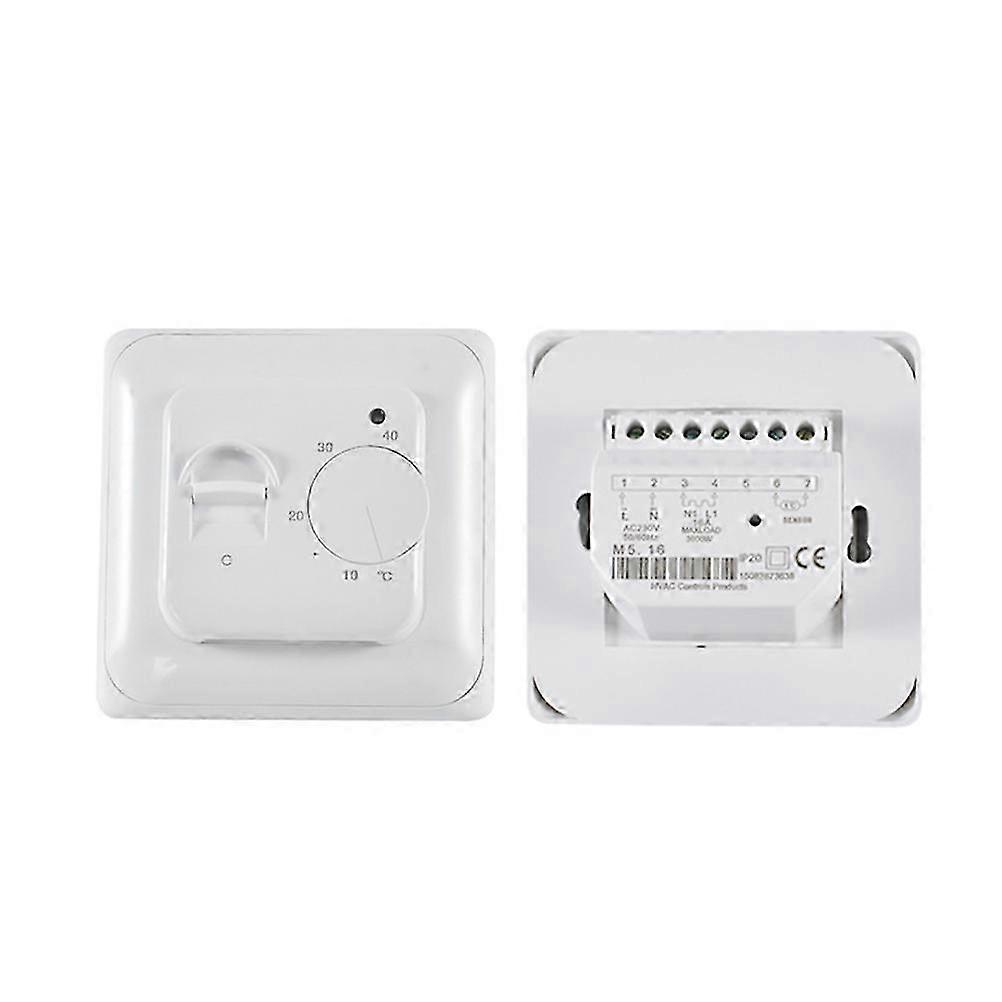 16A Mechanical Electric Floor Heating Sensor Temperature Controller Room Thermostat with External NTC Sensor Probe (White)