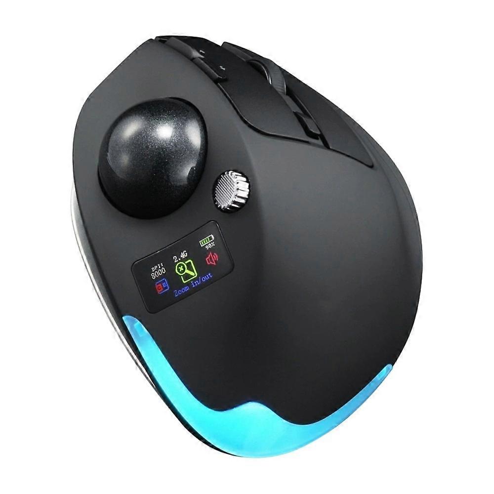 Wireless Trackball Mouse Tri-Mode 8 Programmable Buttons Multifunctional RGB Ergonomic Mice with Display Screen