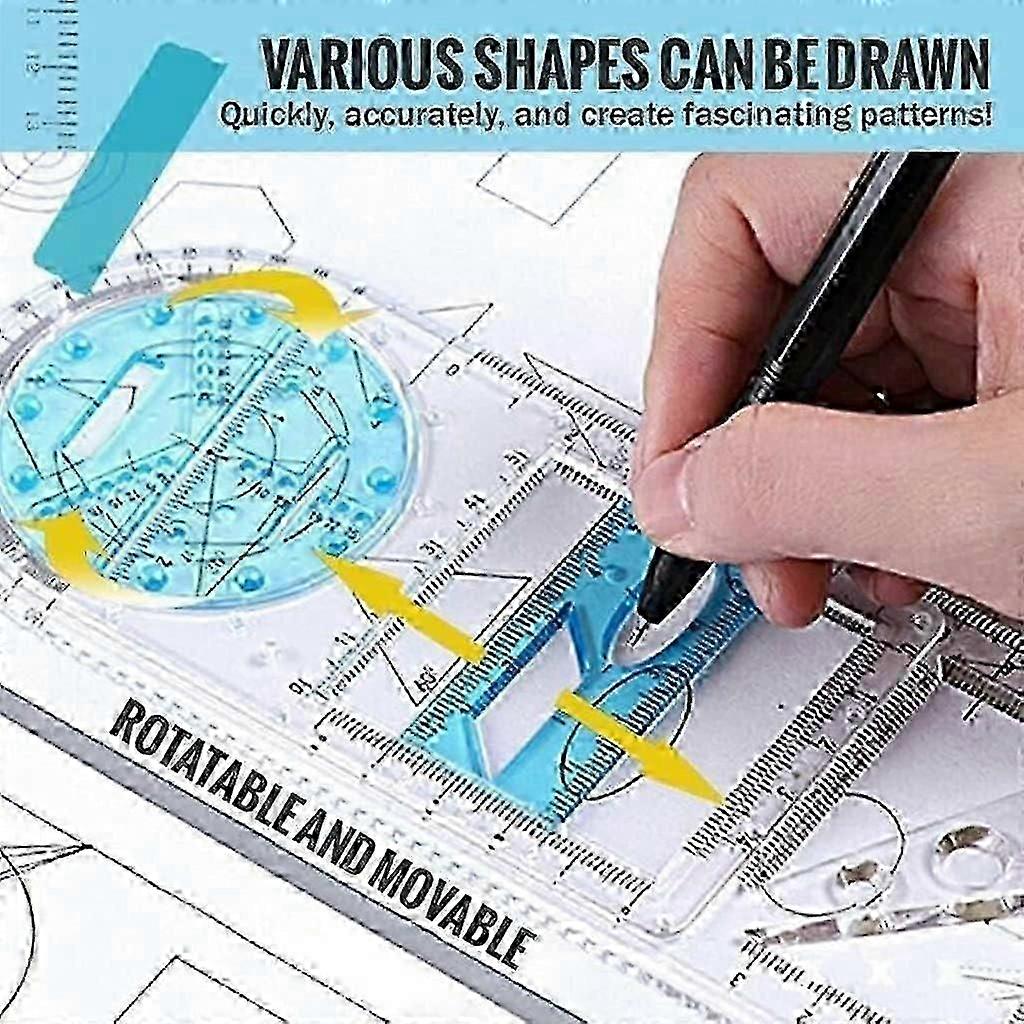 Multifunctional Geometric Ruler: Mathematics Drawing Template Ruler for Students and Office Use