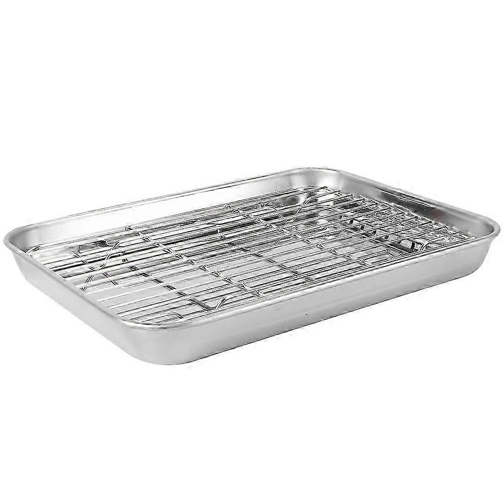 Toaster Oven Pan Baking Sheet With Rack Stainless Steel Rectangular Users 1Set