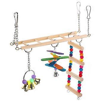 Suspending Wooden Bird Swing Toy for Cockatiels Serving Play 1Set