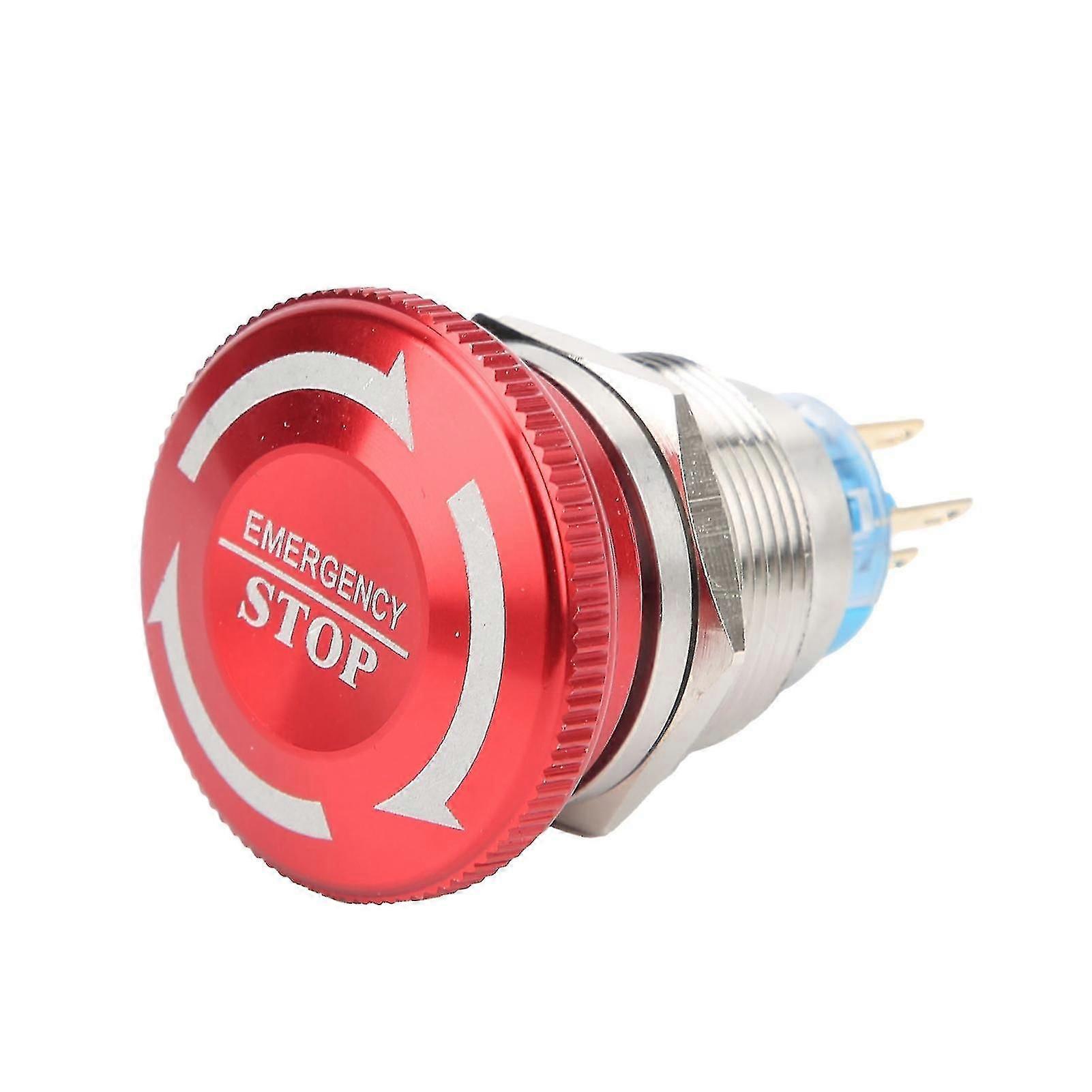 Waterproof 22mm Emergency Stop Push Button Switch 6-Pin Self-Lock