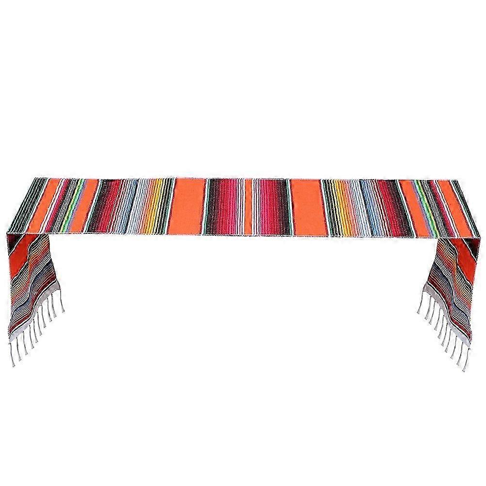 Cotton Table Runner Mexican Style Orange for Decor Purposes