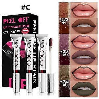 3Pcs Peel-Off Lip Stain & Lipliner Set - Waterproof, Long-Lasting, Smudge-Proof, Semi-Permanent Matte Lip Tint for All-Day Wear Hydrating & Kiss-Proo