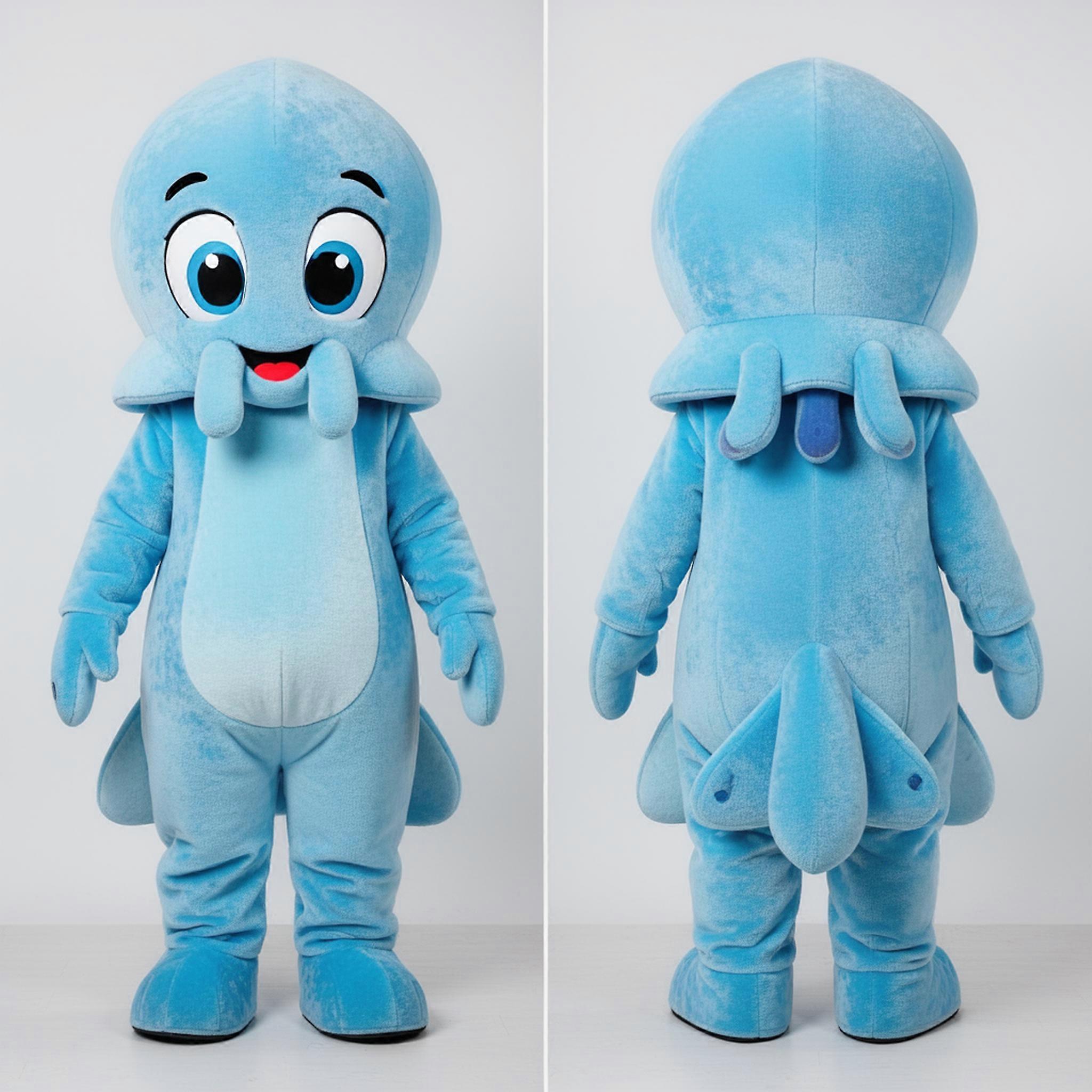 MASTICOT Sky Blue Cartoon Squid Mascot