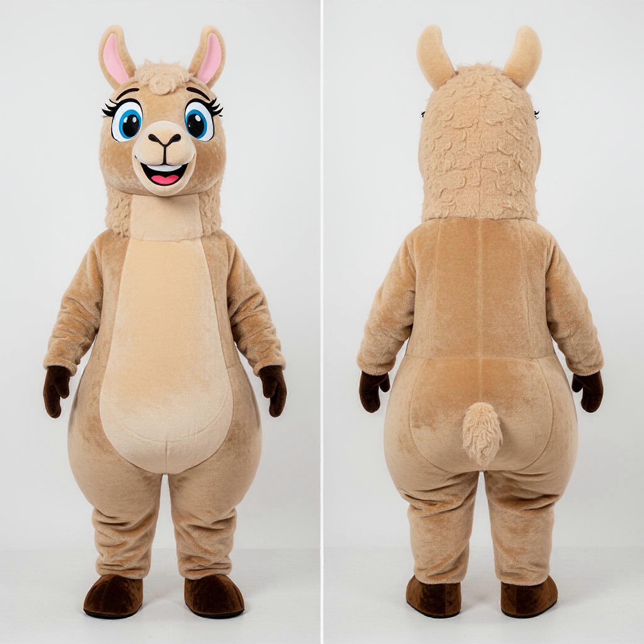 MASTICOT Tan Cuddly Llama Mascot