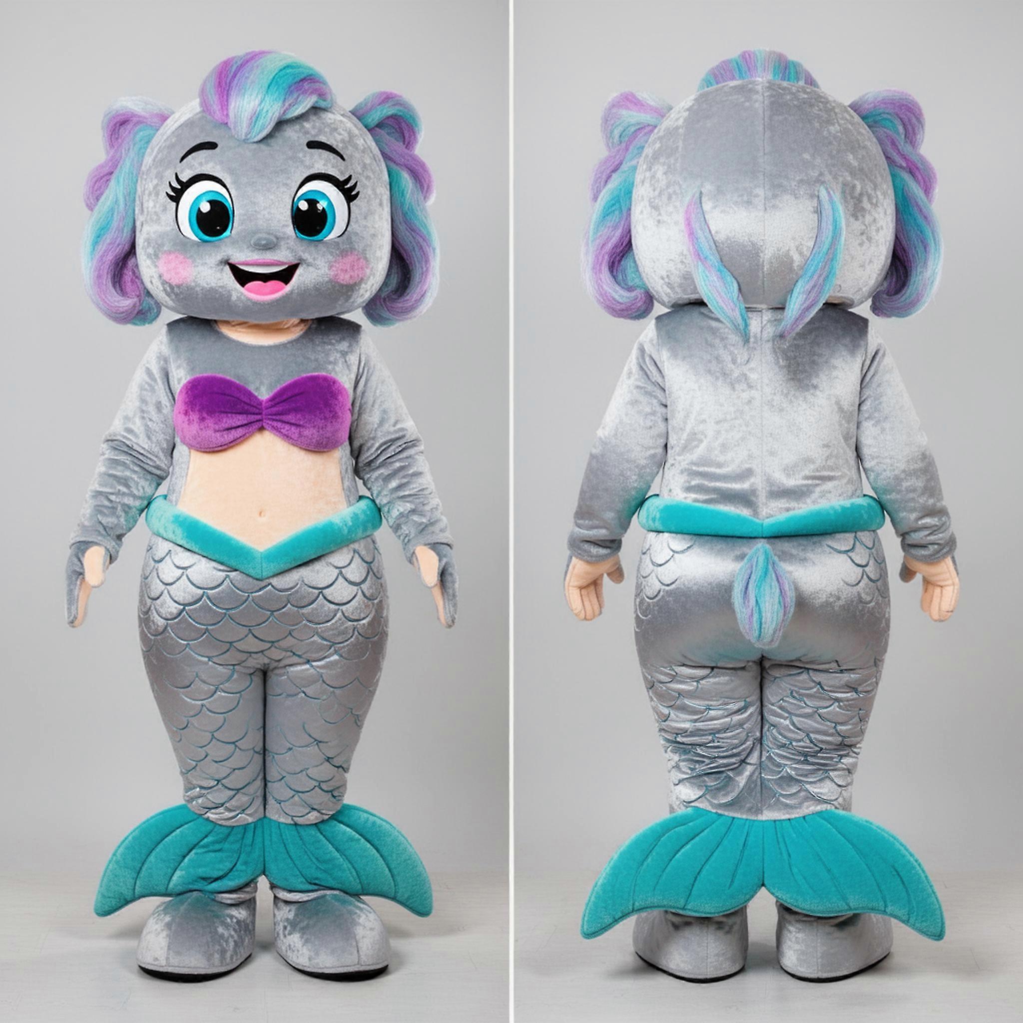 MASTICOT Silver Shimmering Mermaid Mascot