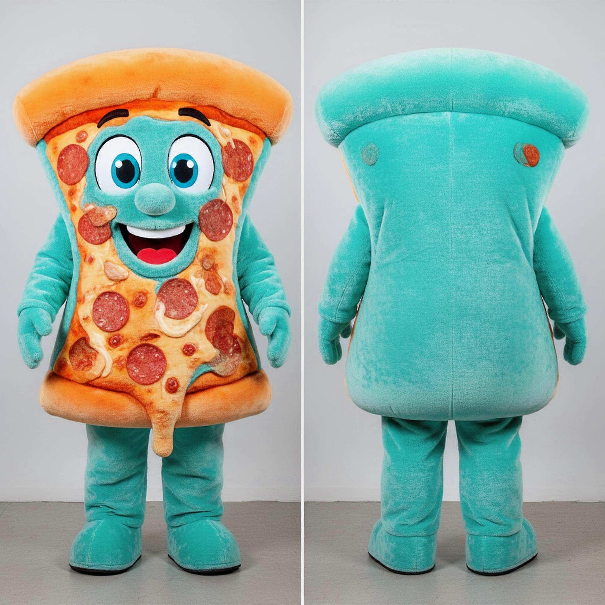 MASTICOT Turquoise Plush Pizza Mascot