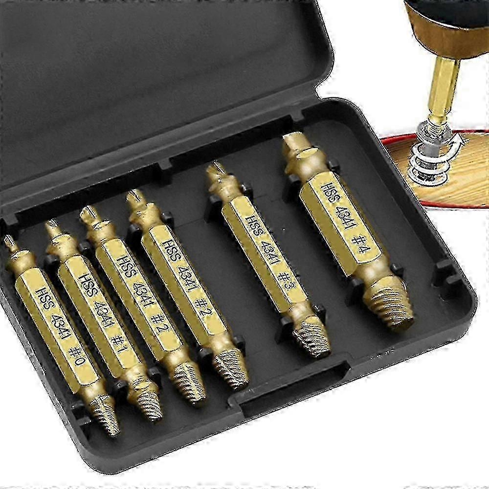 Metal Bolt Extractor Set 6pcs HSS Drill Bits Screw Removal Tool Kit