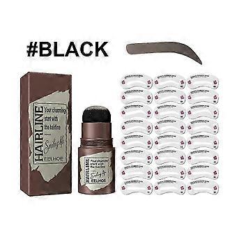 Hairline Eyebrow Print Natural Lazy Simple Eyebrow Quick Makeup Repair Hairline Eyebrow Cake -Black 24Pcs Eyebrow Card