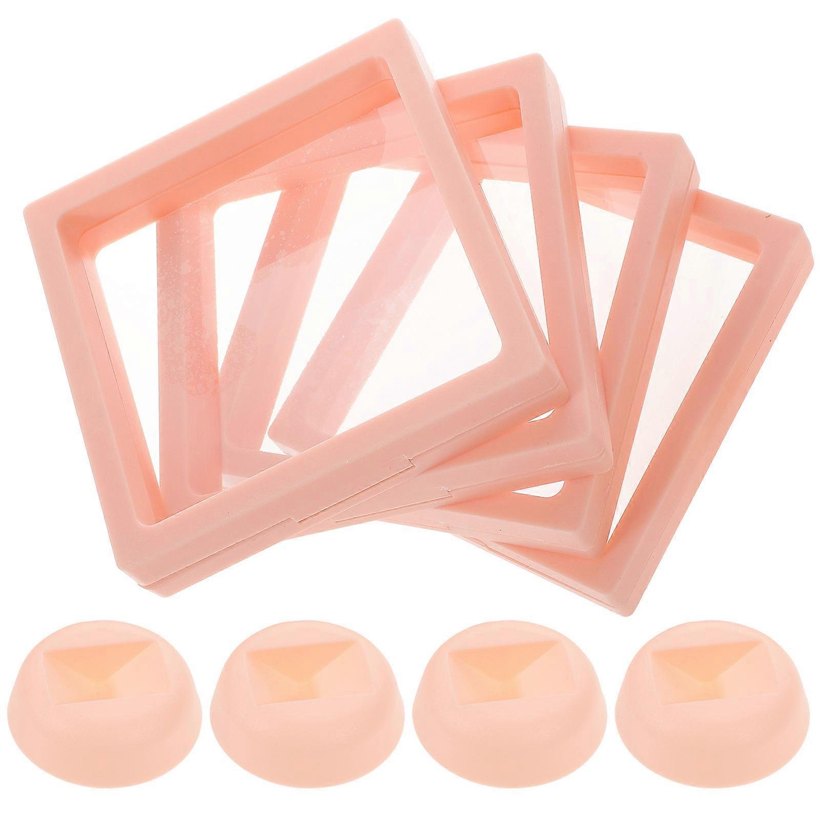 Mini Figure Display Case for Storage 4Sets Pink Transparent Display Boxes